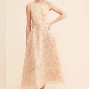 Anthropologie Asymmetrical Dress in Cream and Peach